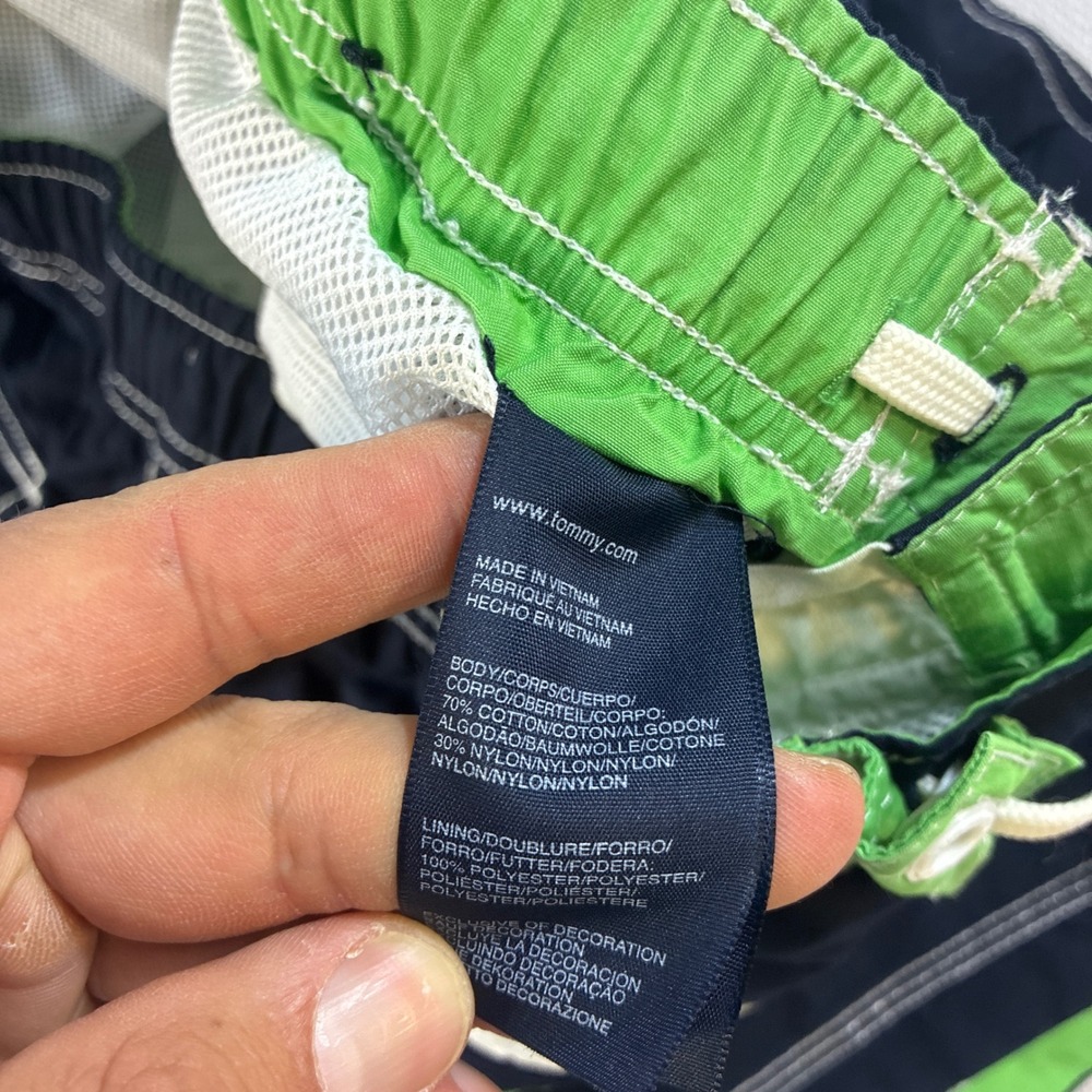 Tommy Hilfiger Mens‎ Large Navy Blue Board Shorts Swim Trunks Striped Mesh Liner - Picture 5 of 7
